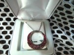silver pink circle necklace a